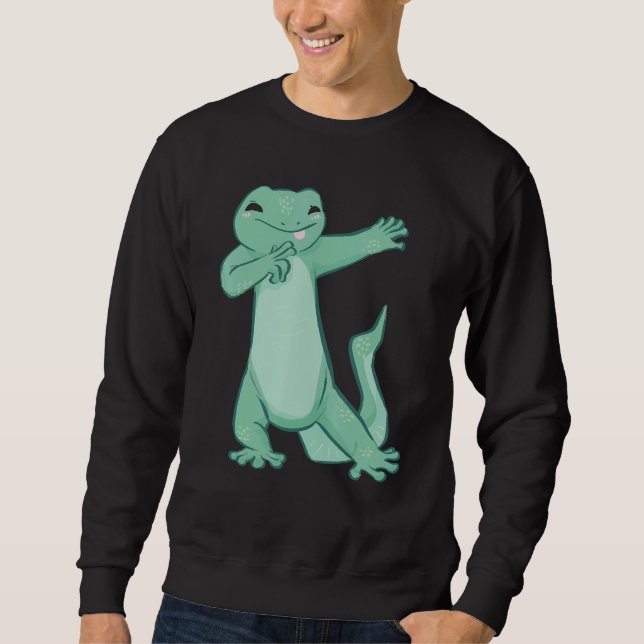 Dancing lizard in green for reptiles and dragon fa sweatshirt (Front)