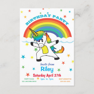 Dancing Magical Unicorn Rainbow & Stars Invite
