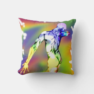 dancing male figure in pride colours throw pillow