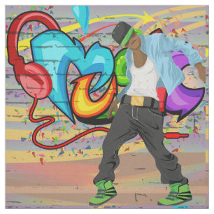 Dancing Man 2 Music Graffiti Wall Fabric