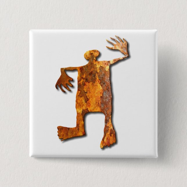Dancing Man rust 2 Inch Square Button (Front)