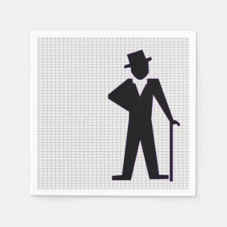 Dancing Man Silhouette with Top Hat and Cane Paper Napkin
