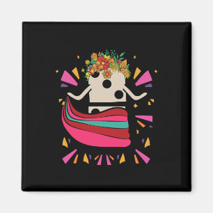 Dancing Mexican Train Domino Tile Flowers Funny Ga Magnet