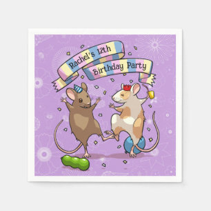 Dancing Mice Add The Name Happy Birthday Party Napkin