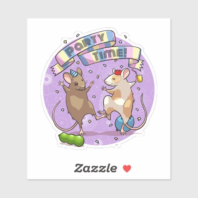 Dancing Mice Party Time Banner Confetti & Balloons (Sheet)