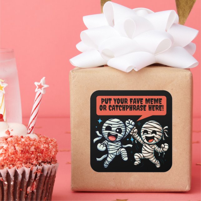 Dancing Mummies Put Your Favourite Halloween Meme Square Sticker (Party)