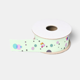 Dancing Music of Colours on Green Grosgrain Ribbon