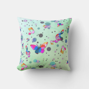 Dancing Music of Colours on Green Outdoor Pillow