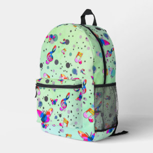 Dancing Music of Colours on Green Printed Backpack