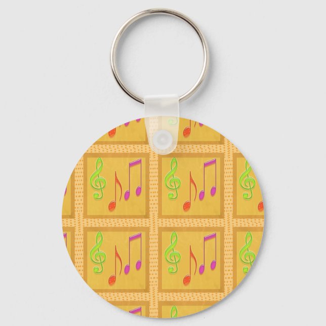 Dancing Musical Symbols Keychain (Front)