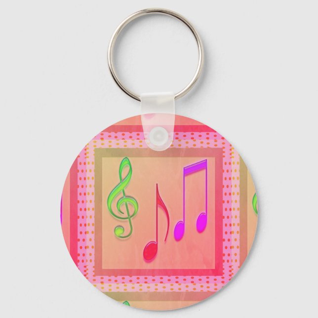 Dancing Musical Symbols Keychain (Front)