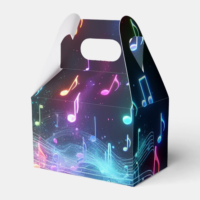 Dancing Neon Musical Notes  Favor Box (Front Side)