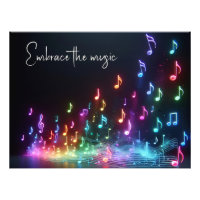 Dancing Neon Musical Notes with Quote