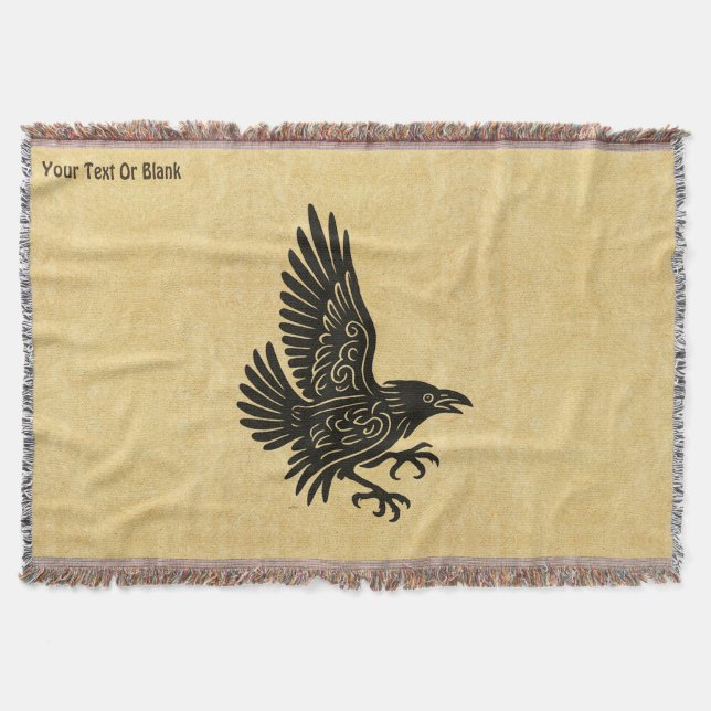 Dancing Norse Raven Throw Blanket (Front)