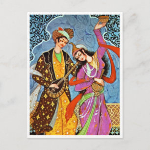 Dancing Nymphe and Musician Postcard