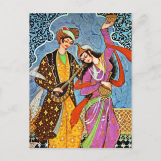 Dancing Nymphe and Musician postcard