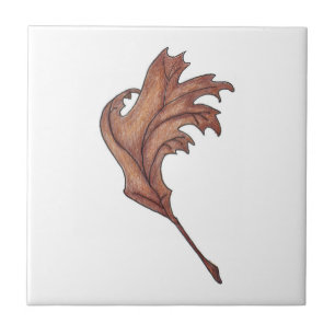 Dancing Oak Leaf Brown Ochre Tile