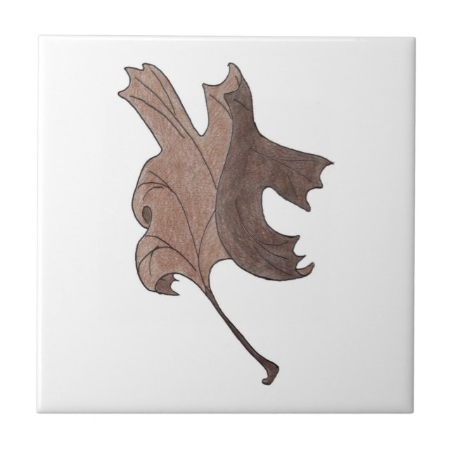 Dancing Oak Leaf Brown Tile (Front)