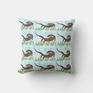 Dancing Otter Throw Pillow