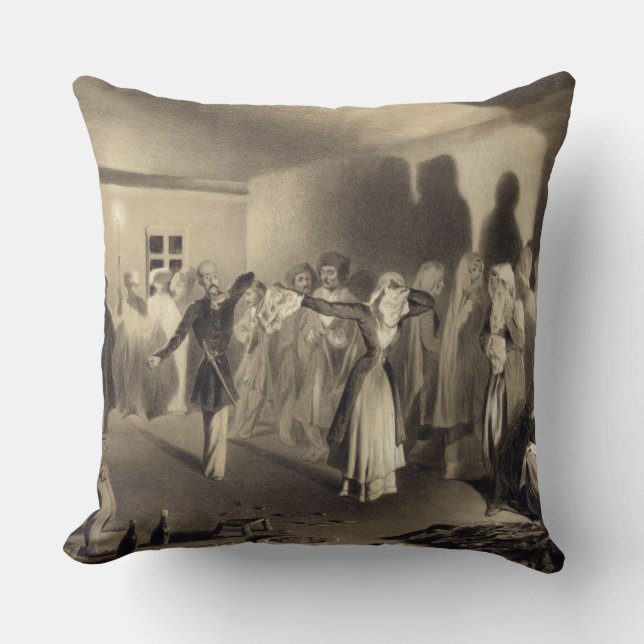 Dancing Party at Kagha-Choura, Dagestan, plate 55 Throw Pillow (Front)
