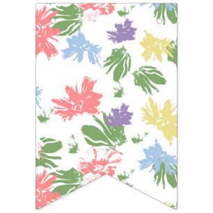 Dancing Pastel Flowers Bunting Flags