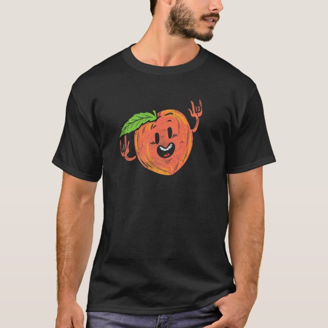Dancing Peach Fruit  Veggie Dancer Vegan Dancing T-Shirt (Front)