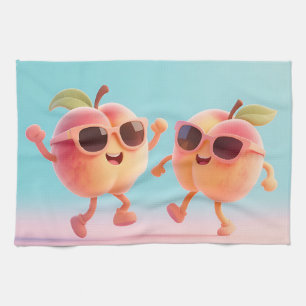 Dancing Peaches Sunglasses Kitchen Towel