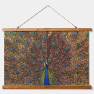 Dancing Peacock (Landscape) Hanging Tapestry