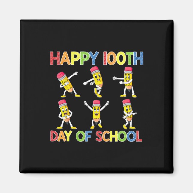 Dancing Pencils 100th Day Of School Girls Boys Kid Magnet (Front)