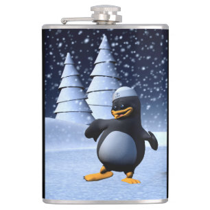 Dancing Penguin Hip Flask