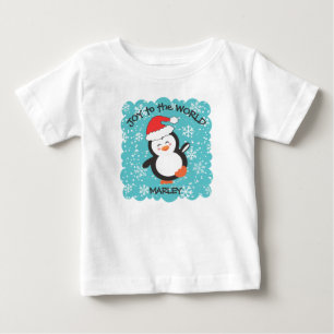 Dancing Penguin Joy Snowflakes Christmas Baby T-Shirt