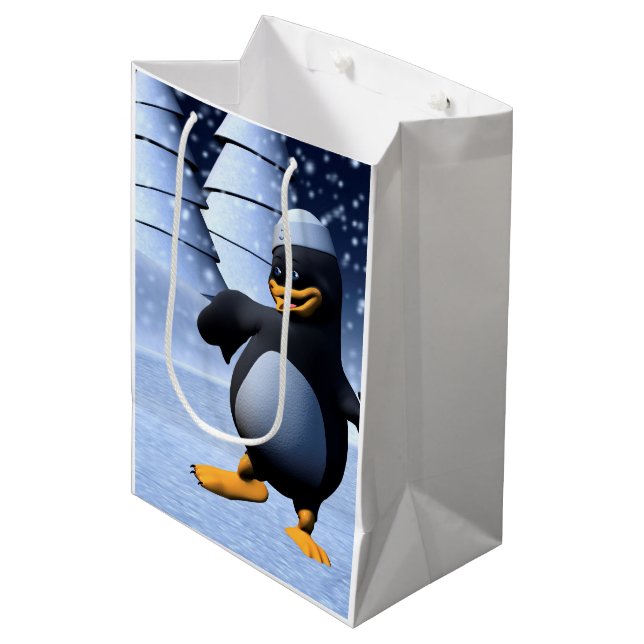 Dancing Penguin Medium Gift Bag (Front Angled)