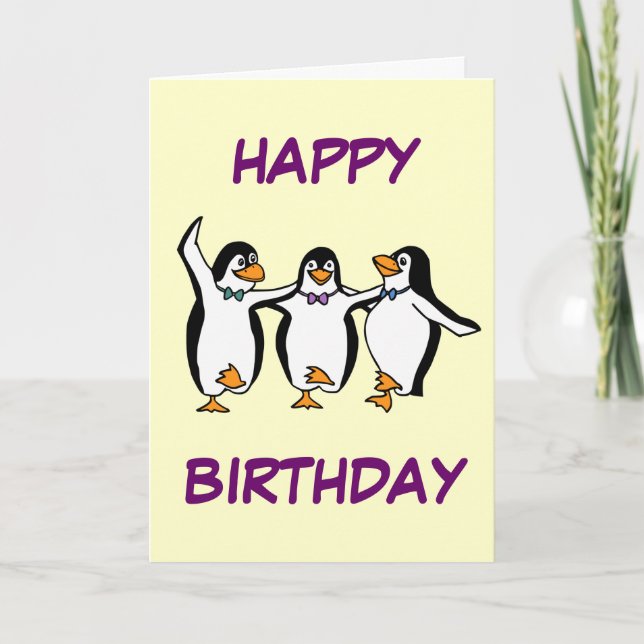 Dancing Penguins Birthday Card (Front)