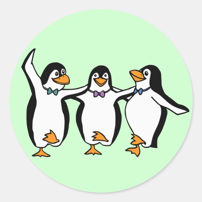 Dancing Penguins Classic Round Sticker (Front)