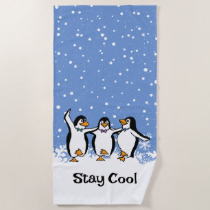 Dancing Penguins Design Beach Towel