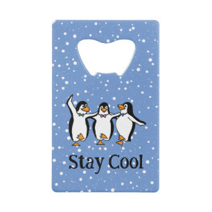 Dancing Penguins Design Bottle Opener Credit Card Bottle Opener