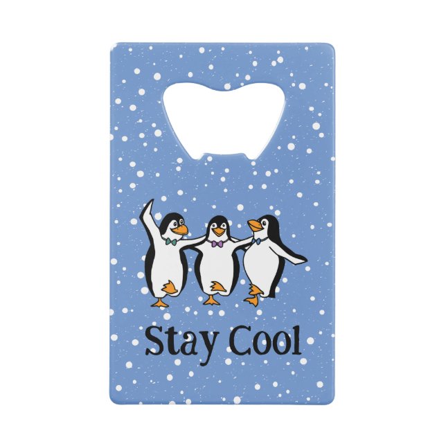 Dancing Penguins Design Bottle Opener Credit Card Bottle Opener (Front)