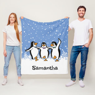 Dancing Penguins Design Fleece Blanket
