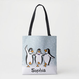 Dancing Penguins Design Tote Bag