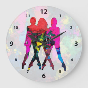 Dancing People Abstract Colours Clock
