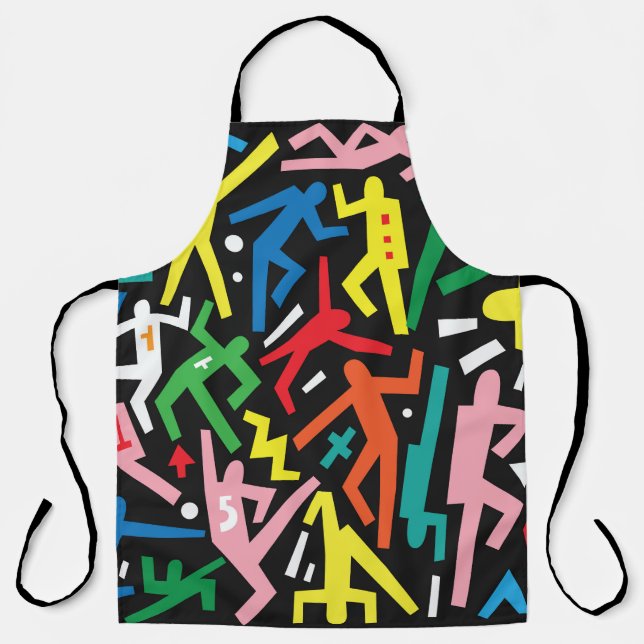 Dancing people, doodle set pattern. apron (Front)