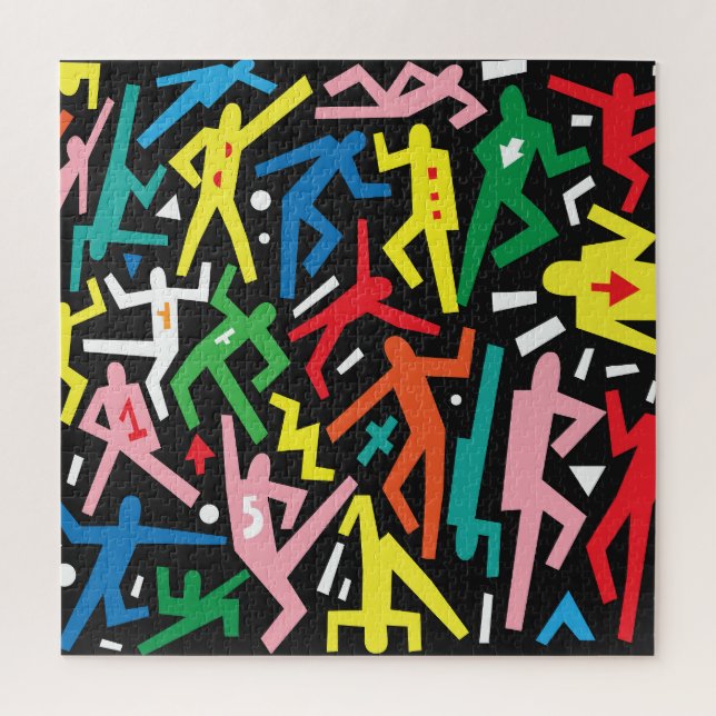 Dancing people, doodle set pattern. jigsaw puzzle (Vertical)