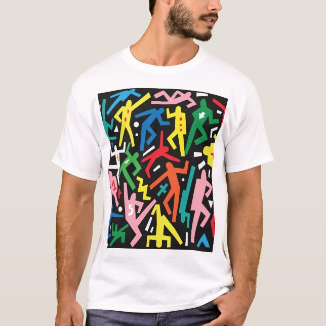 Dancing people, doodle set pattern. T-Shirt (Front)