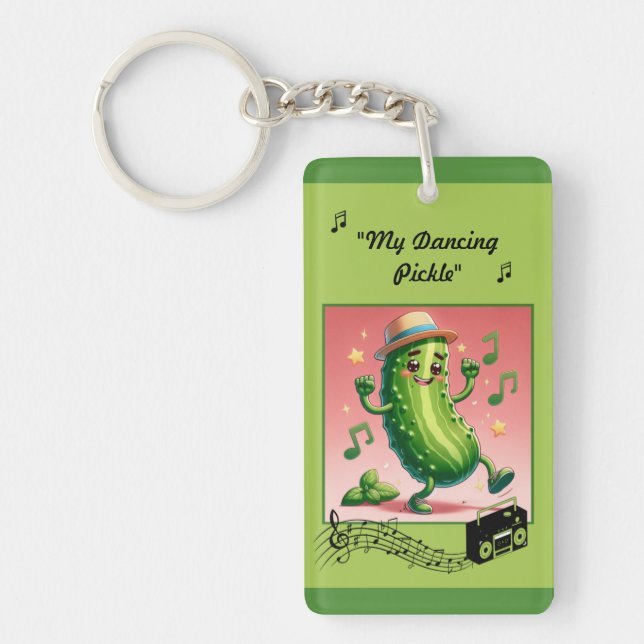 Dancing Pickle with Boom Box Keychain (Front)