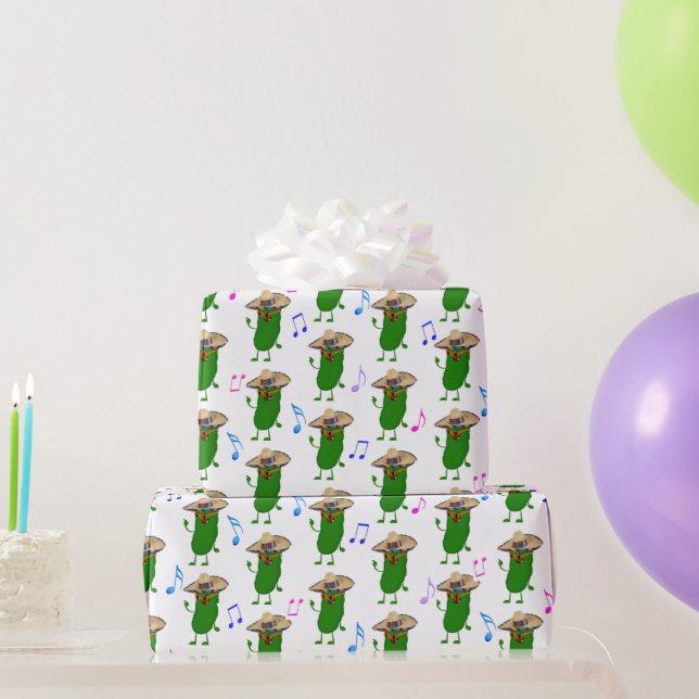 Dancing Pickle with Sombrero Wrapping Paper (Party Gifts)