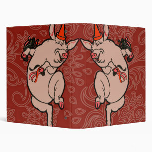 Dancing Pig Antique Cute Dancer Binder