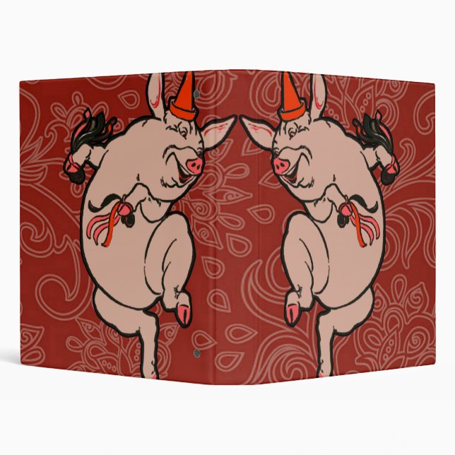 Dancing Pig Antique Cute Dancer Binder (Background)