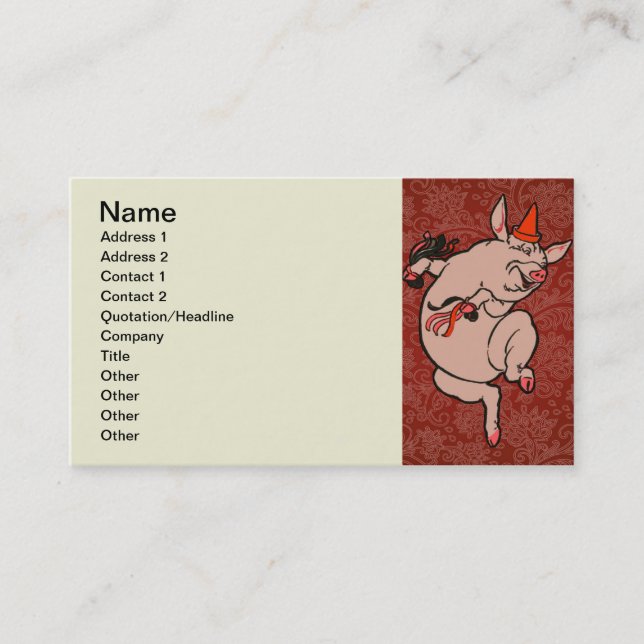 Dancing Pig Antique Cute Dancer Business Card (Front)