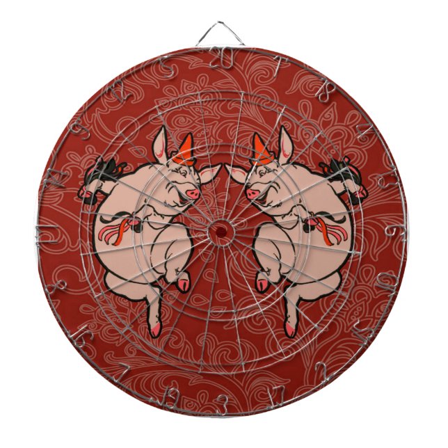 Dancing Pig Antique Cute Dancer Dartboard (Front)