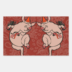 Dancing Pig Antique Cute Dancer Sticker